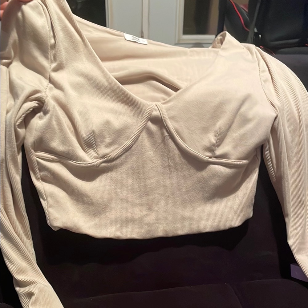 Cream Long Sleeve Women's Top
